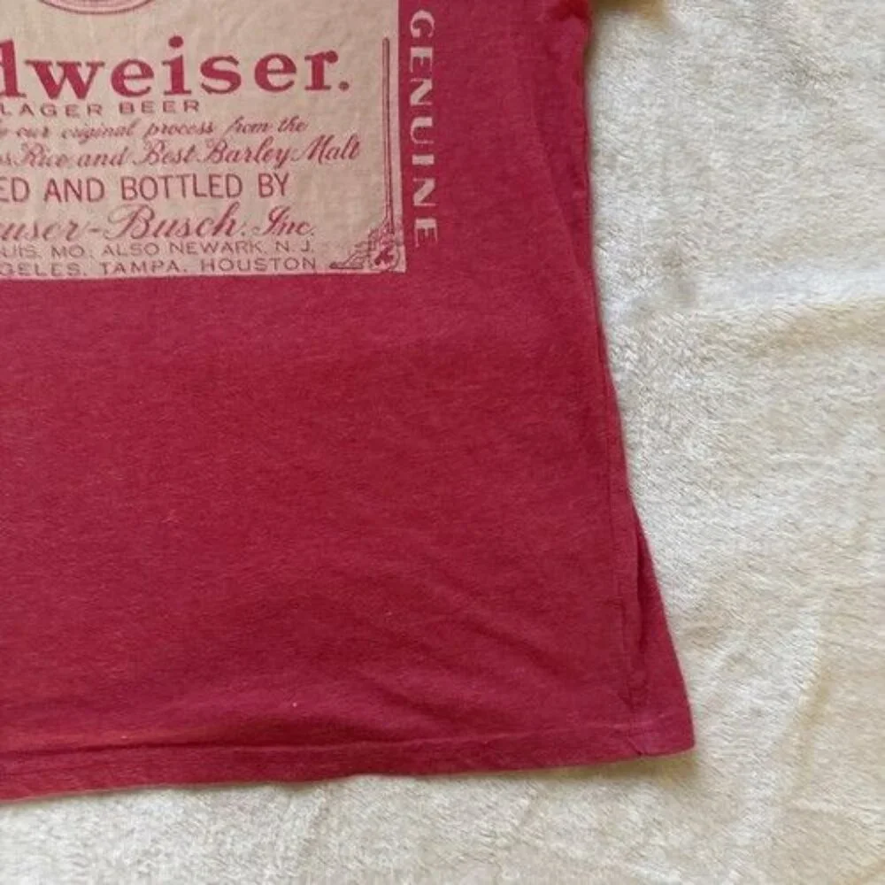 Budweiser King Of Beers Tshirt Men's Large L Lager Short Sleeve Red